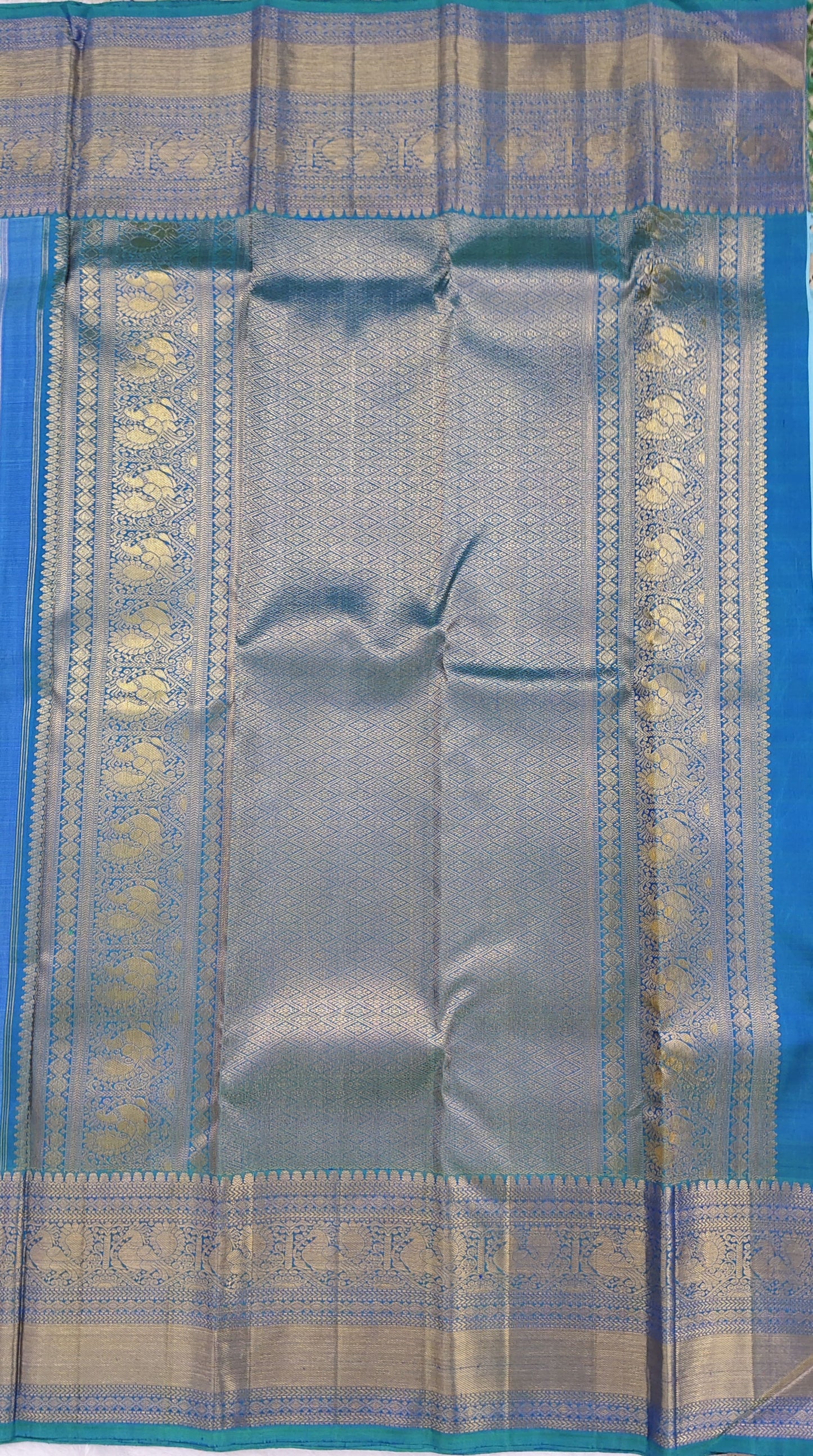 Sky Blue Pure Bridal Silk Saree