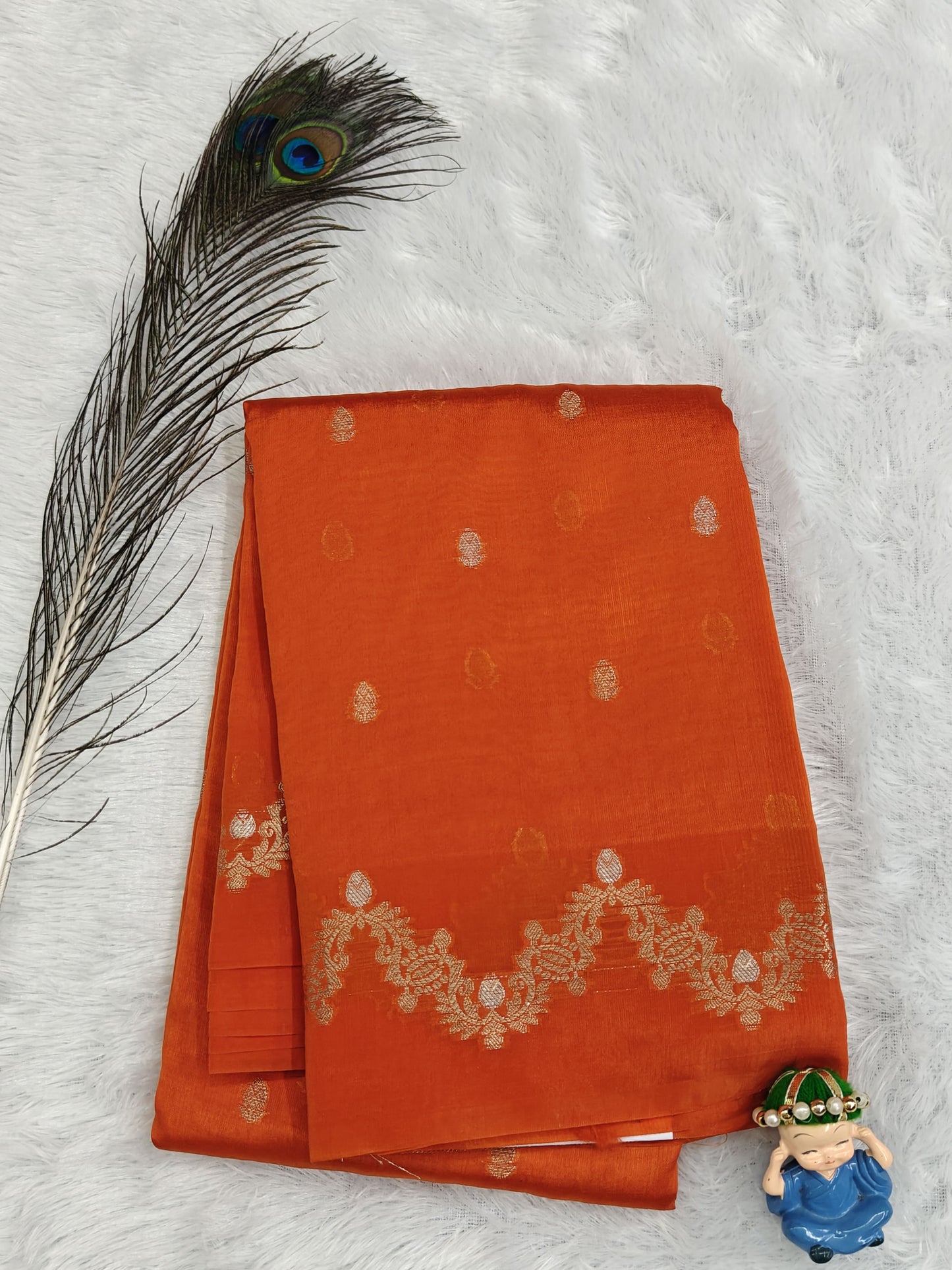 Orange Semi Silk Saree