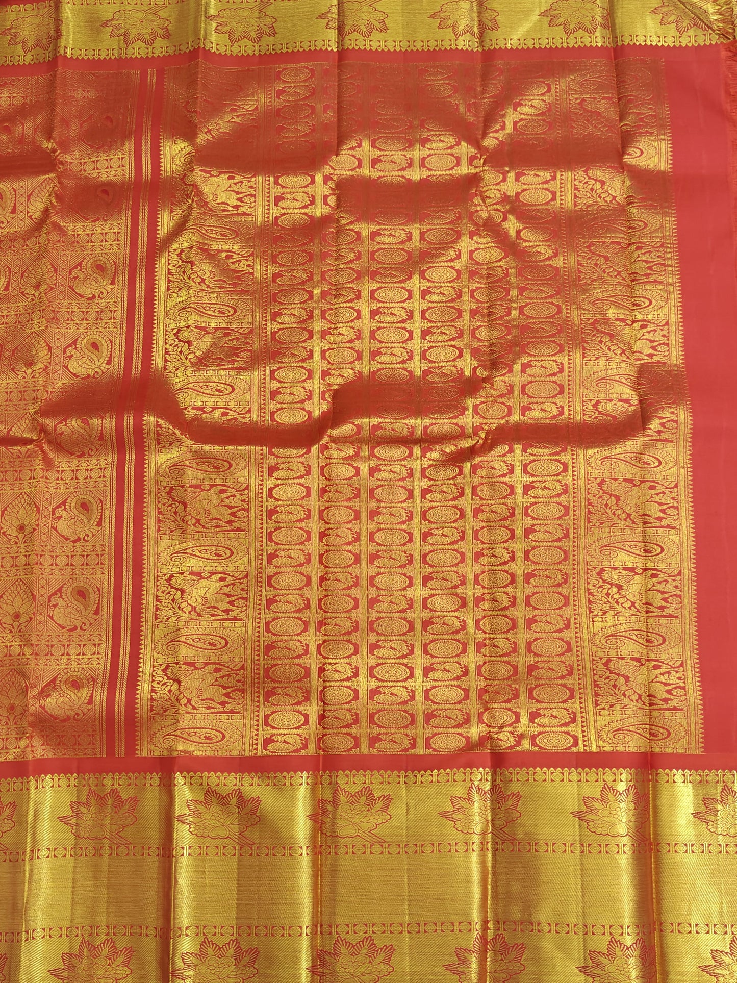 Red Pure Bridal Silk Saree with Gold Border