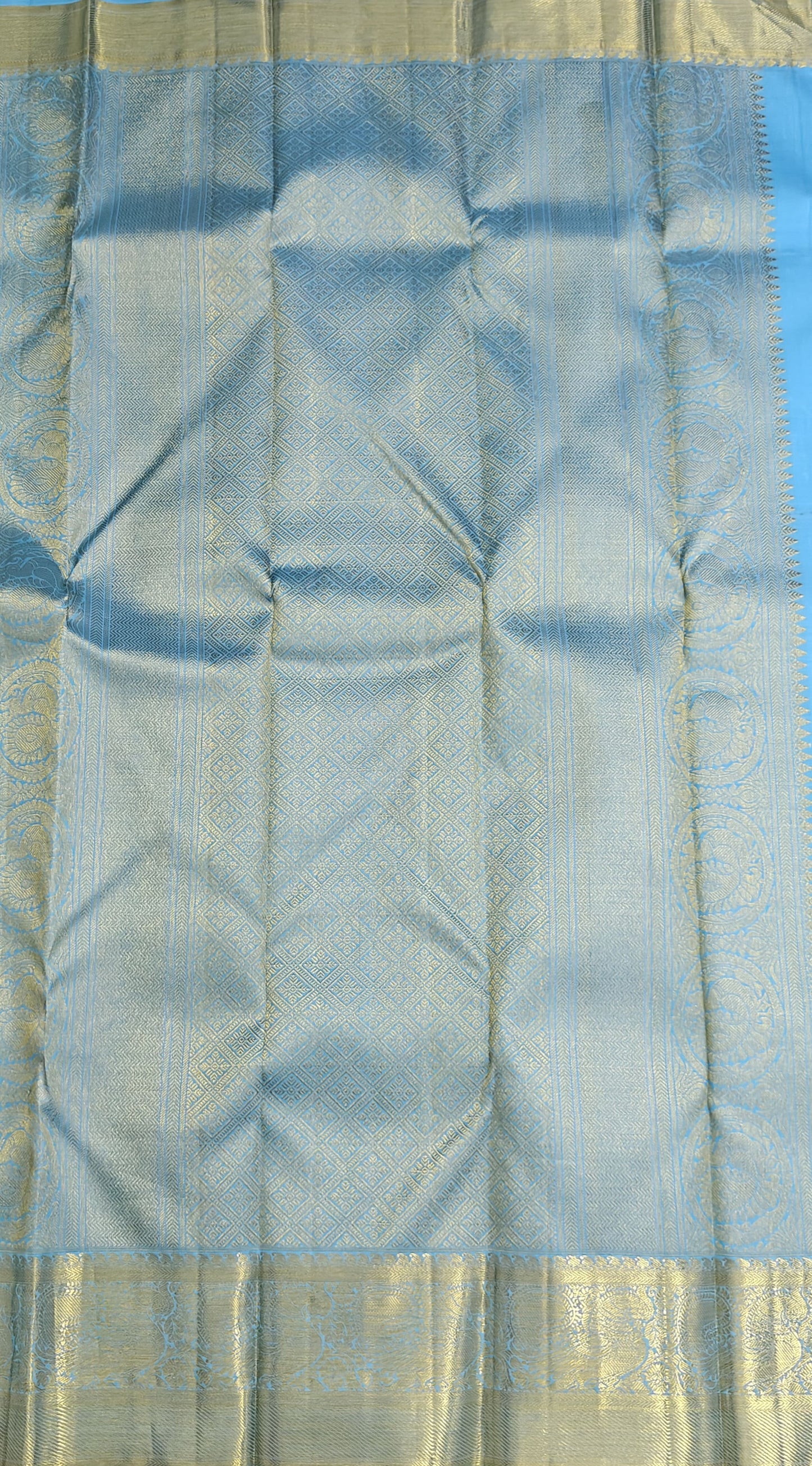 Sky Blue Pure Bridal Silk Saree