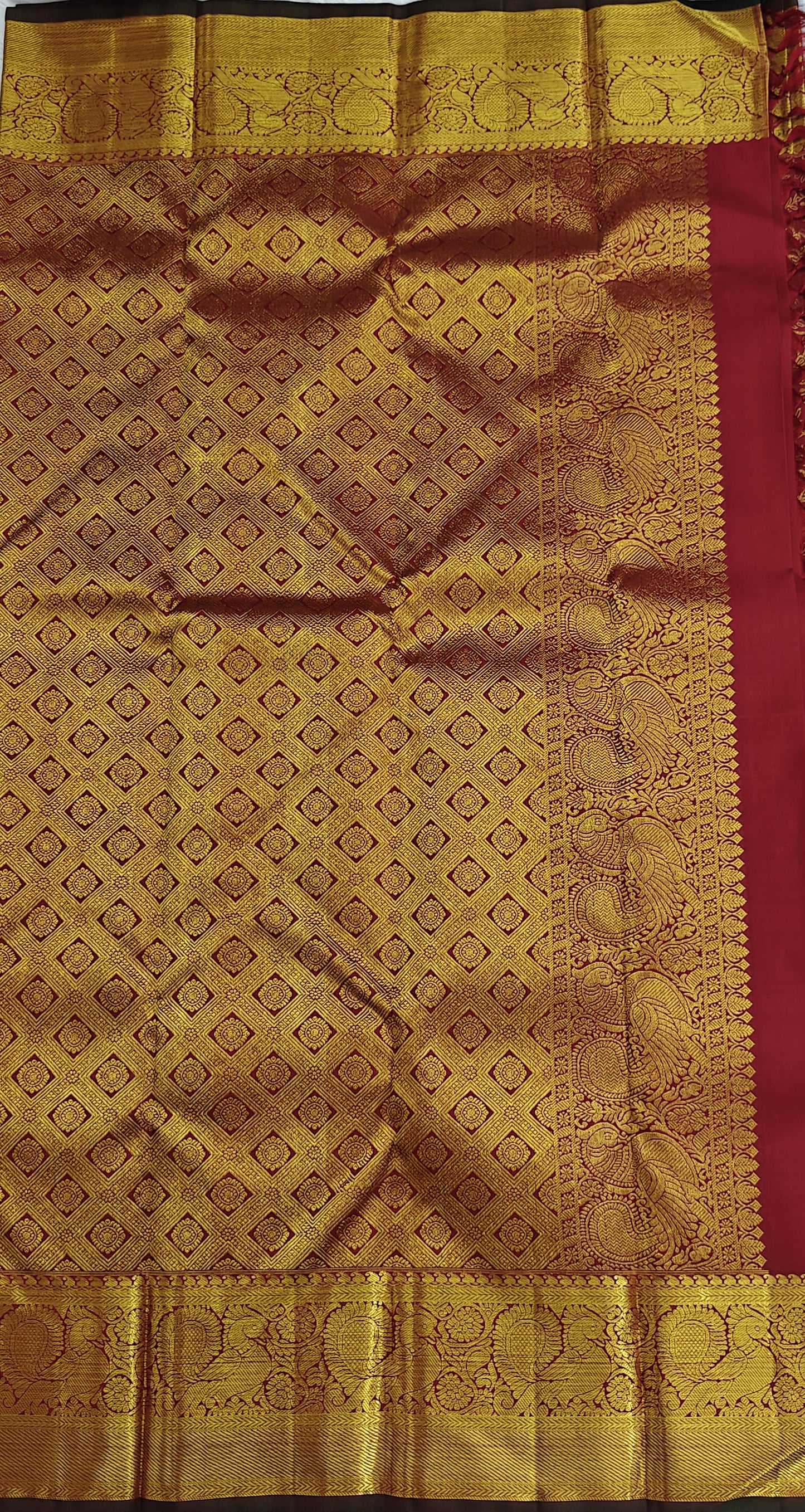 Maroon Pure Bridal Silk Saree