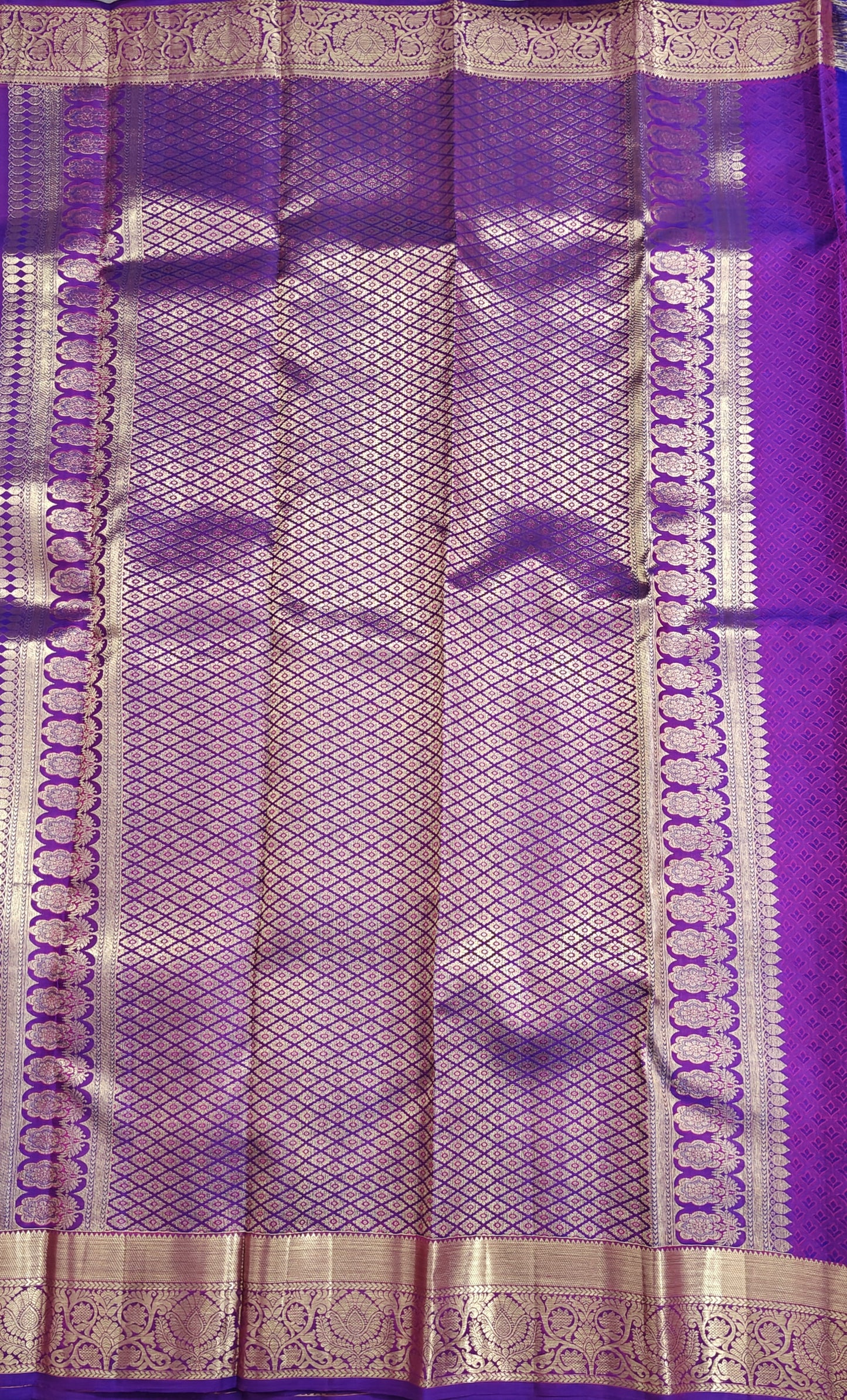 Red Pure Bridal Silk Saree with Purple Border