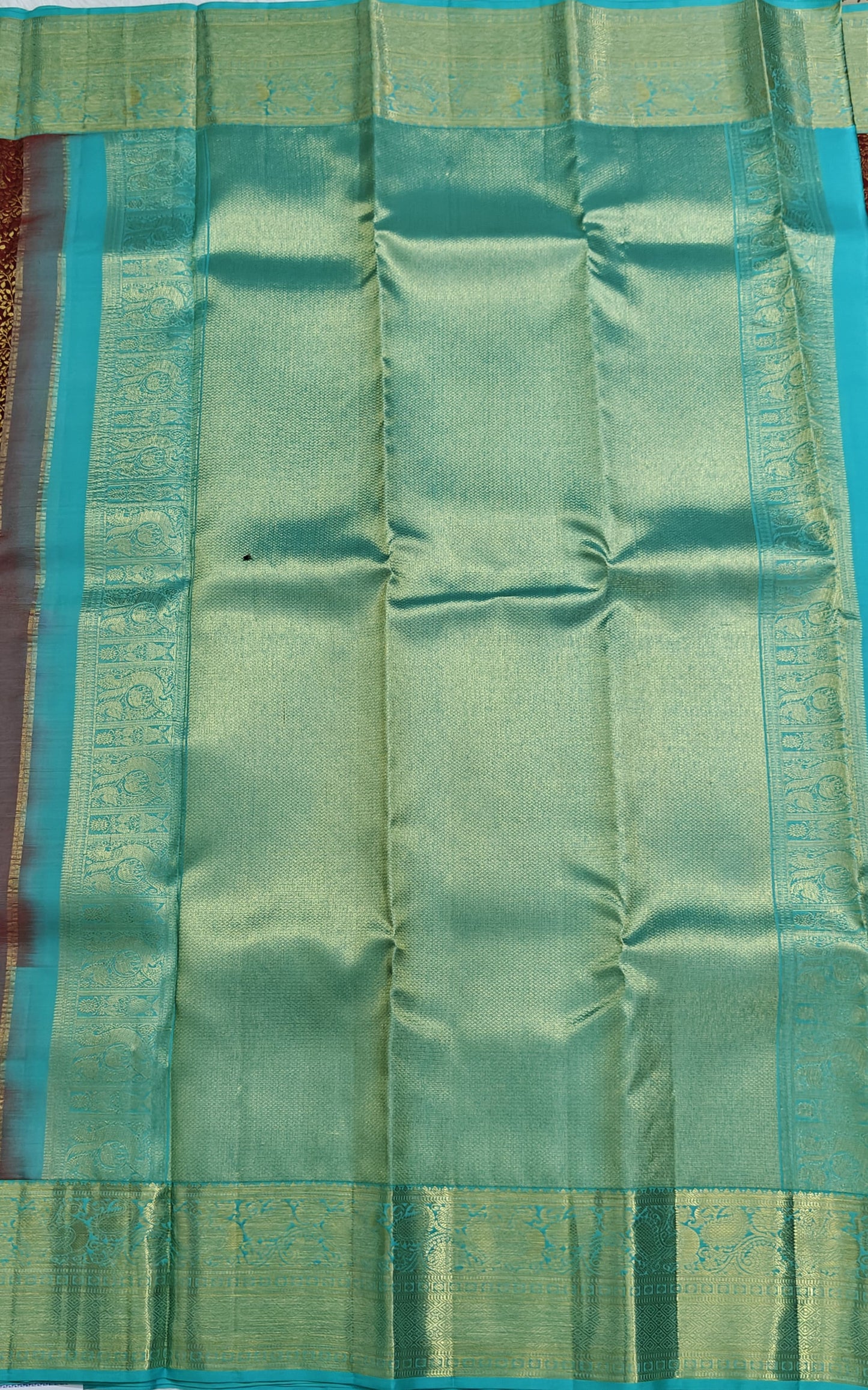 Maroon Korvai Saree with Sea Green Border