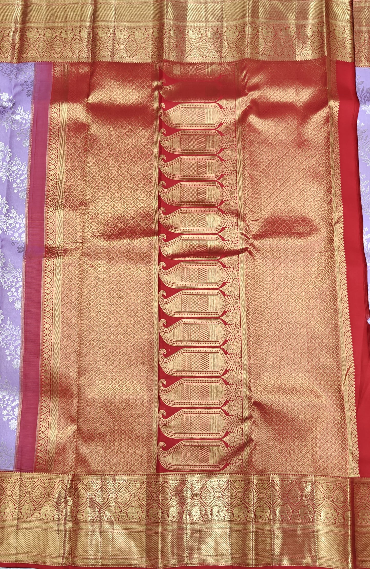 Lavender Pure Bridal Silk Saree