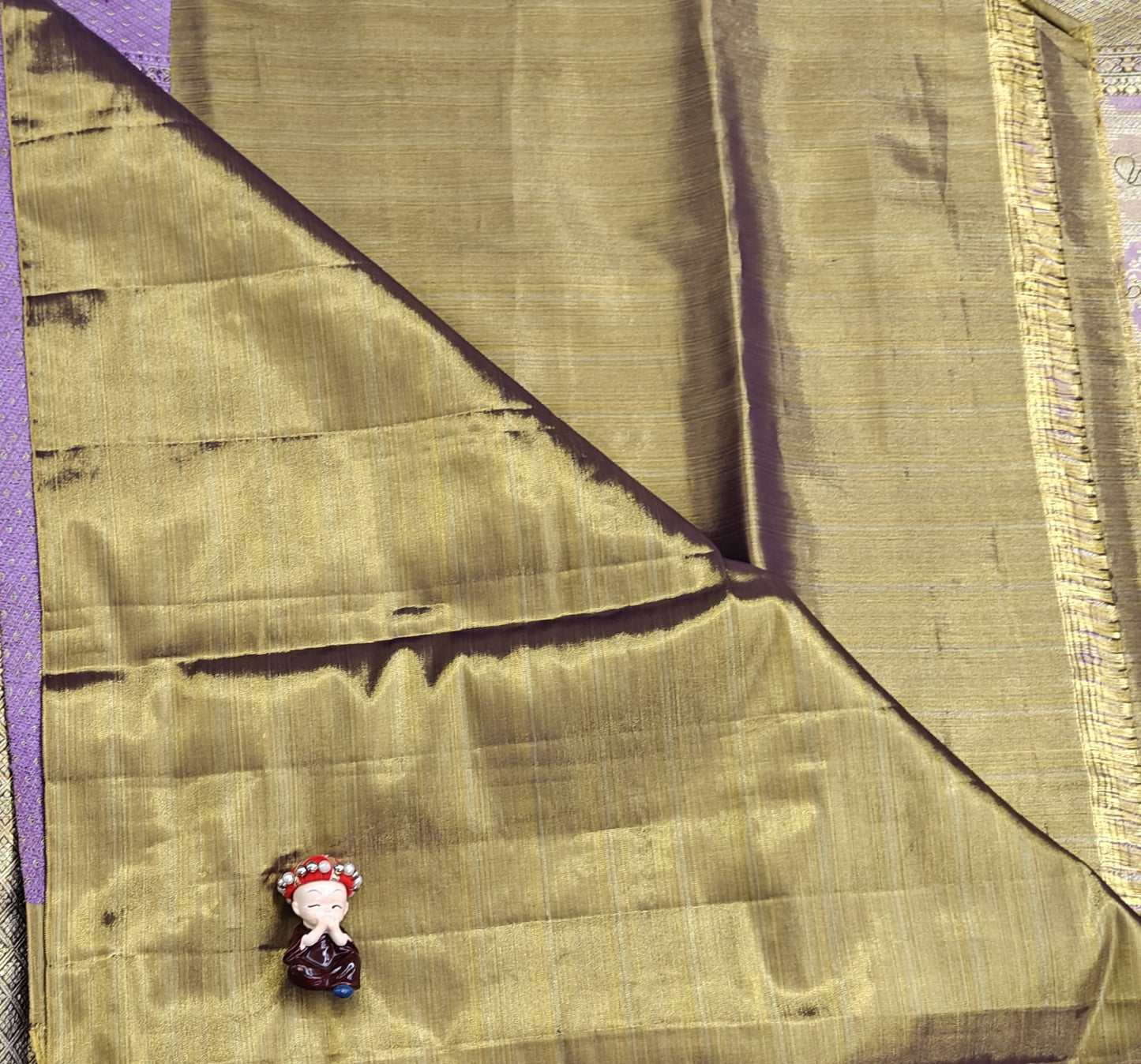 Pink with Gold Pure Tissue Saree