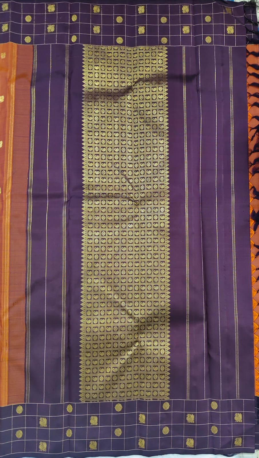 Mustard Pure Handloom Silk Saree With Wine Color Border