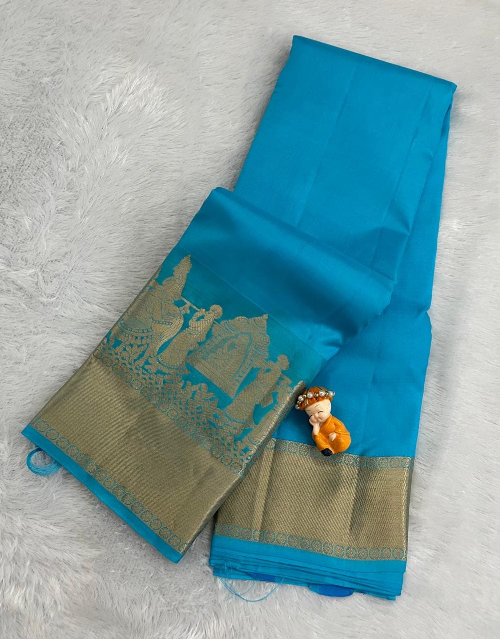 Sea Green Pure Silk Saree With Palakku Design