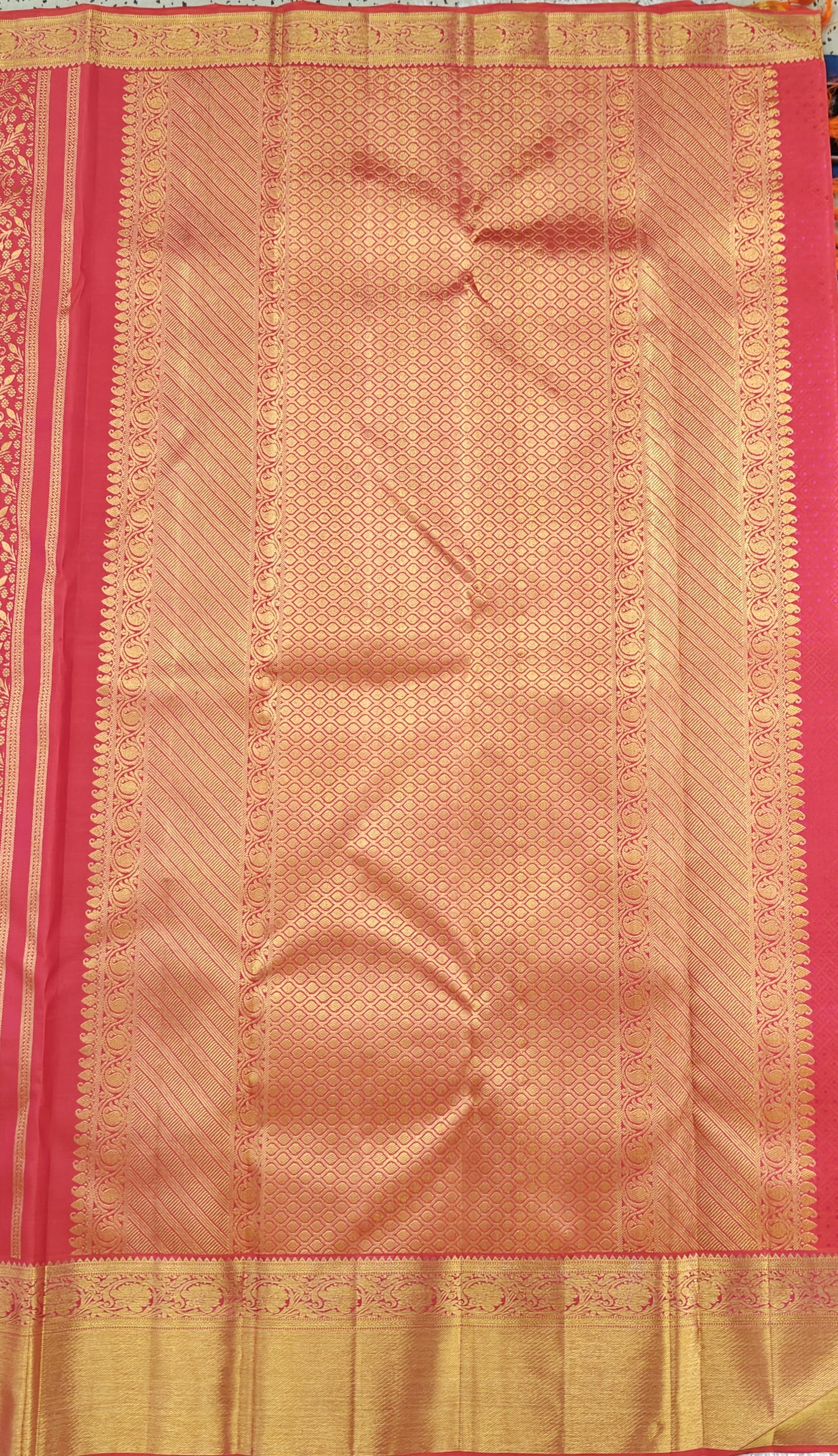 Peach Pure Bridal Silk Saree