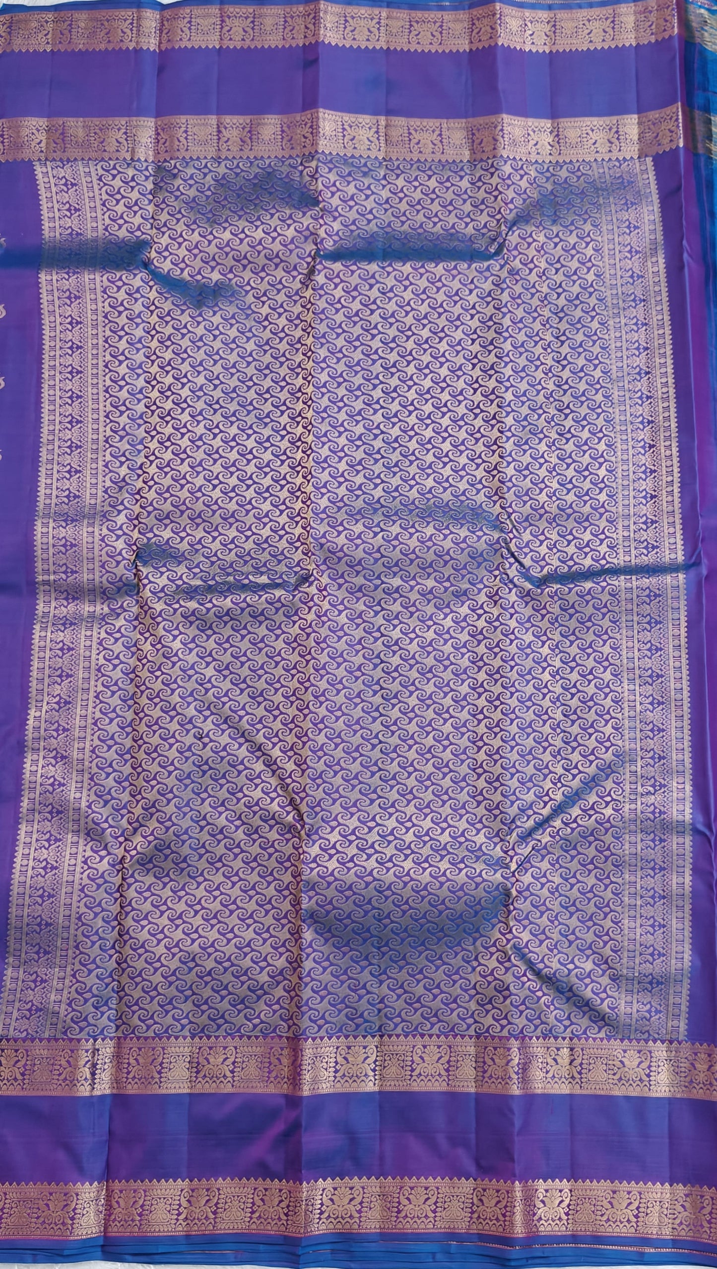 Lavender Blue Pure Silk Saree with Double Border