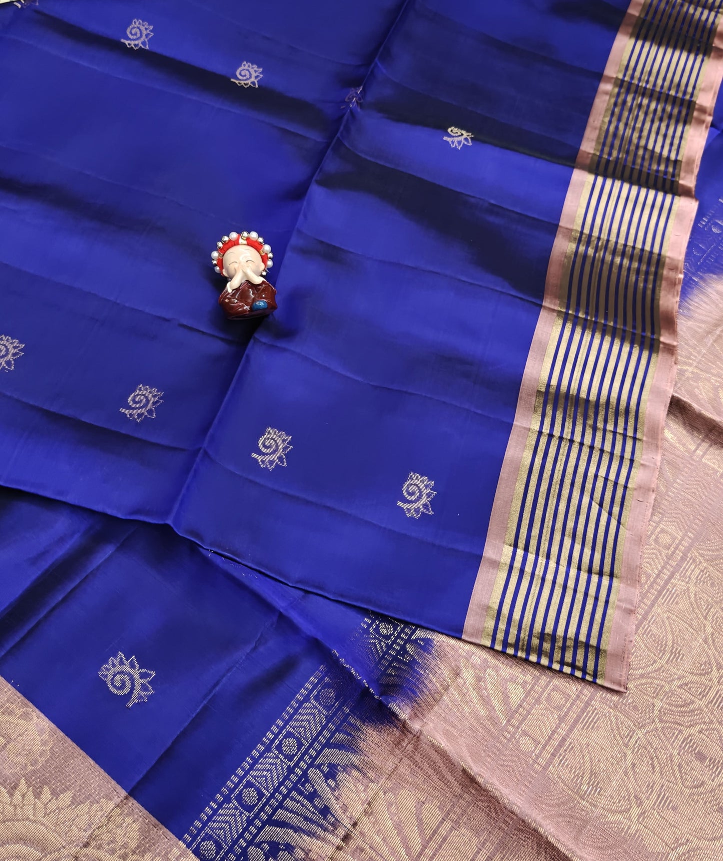 Royal Blue with Peach Soft Silk Saree