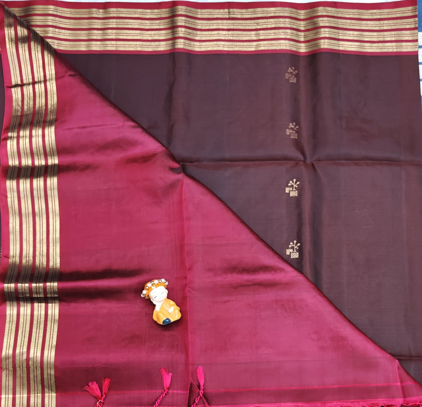 Coffee Brown & Wine Color Soft Silk Saree