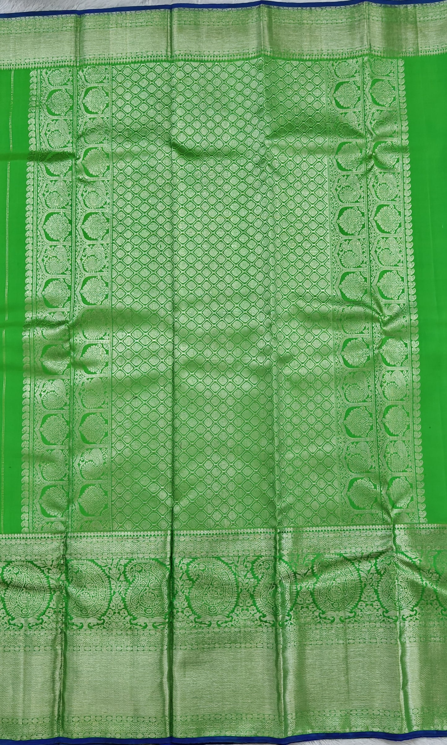 Parrot Green Pure Bridal Silk Saree