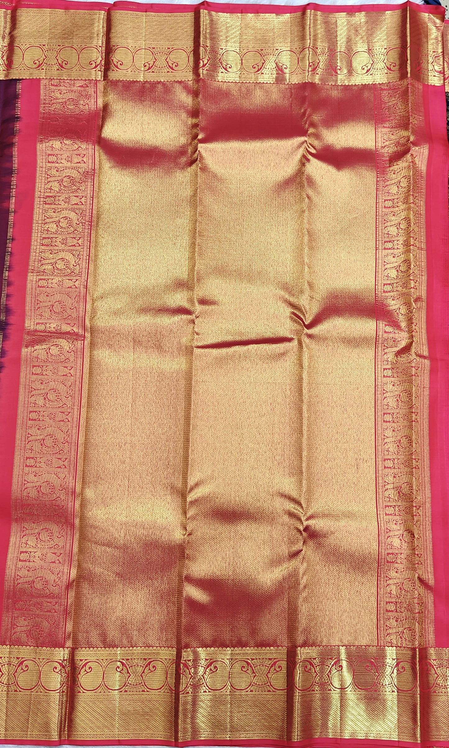 Dark Blue Korvai Saree with Rani Pink Border