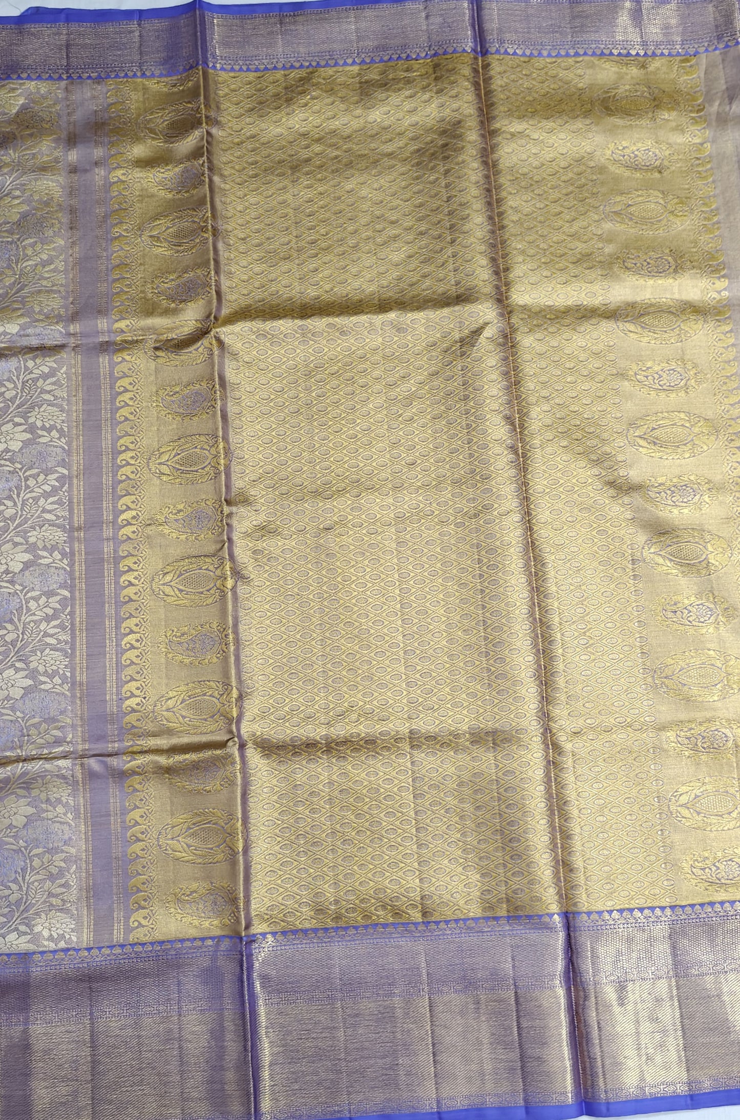 Gold Tissue Silk Saree with Purple Border