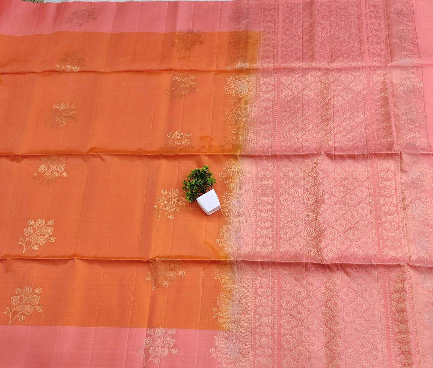 Orange & Pink Soft Silk Saree