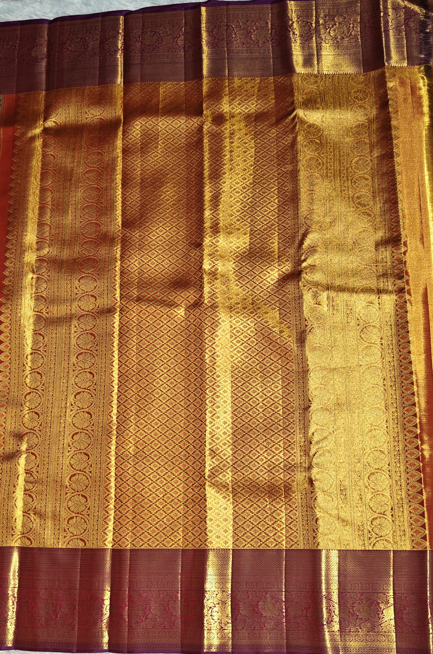Gold & Multi-Colour Tissue Bridal Silk Saree