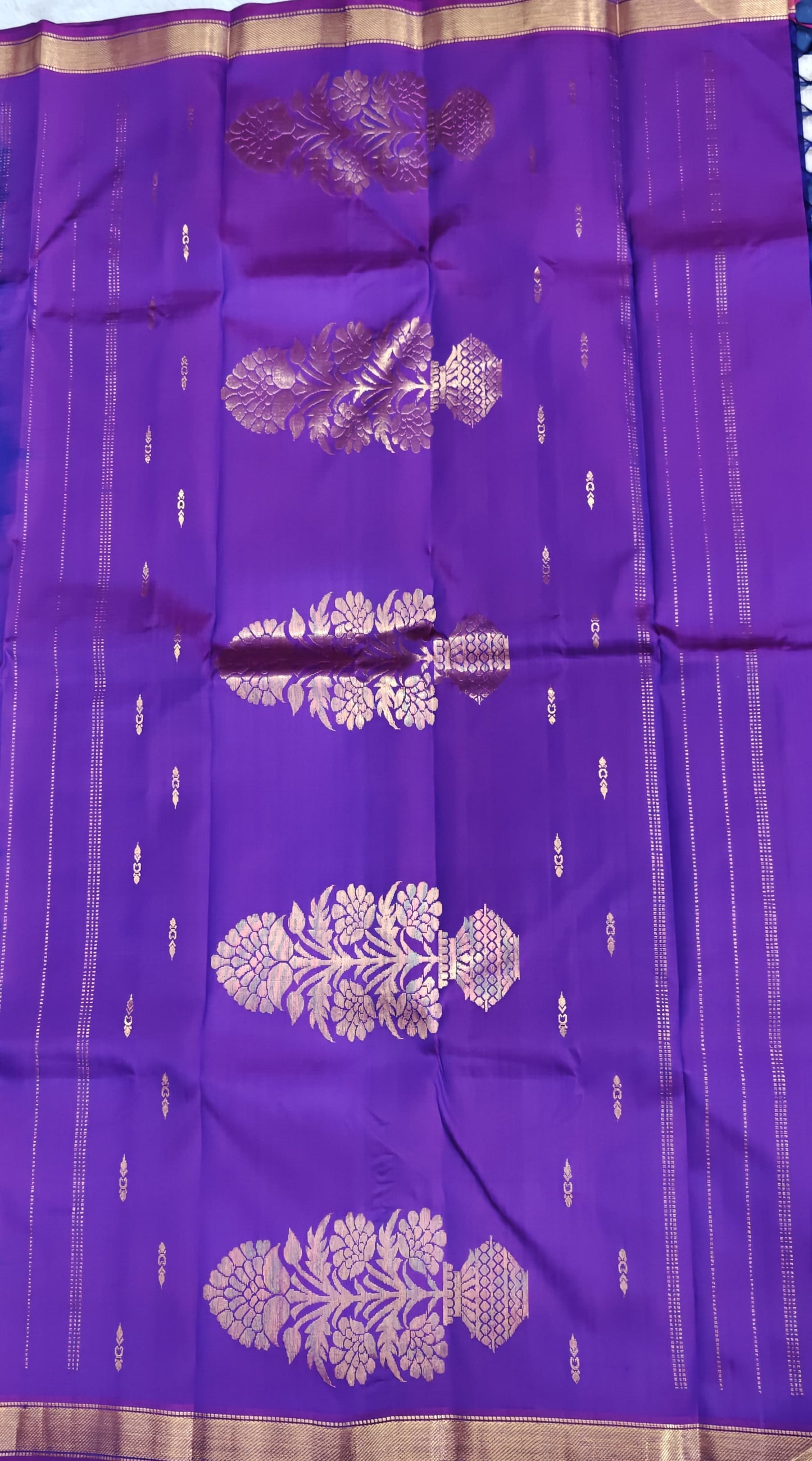 Royal Blue & Purple Border Pure Silk Saree