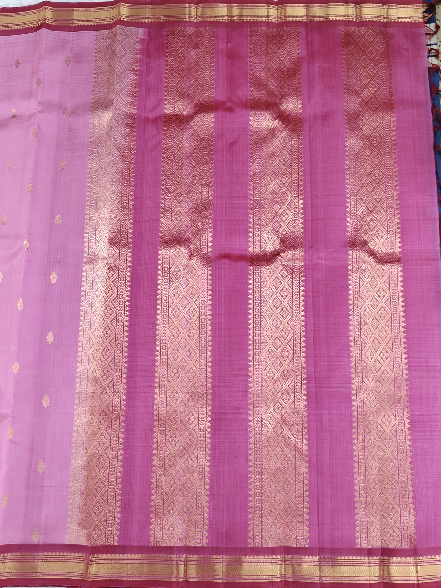 Pink Pure Silk Saree with Maroon Border