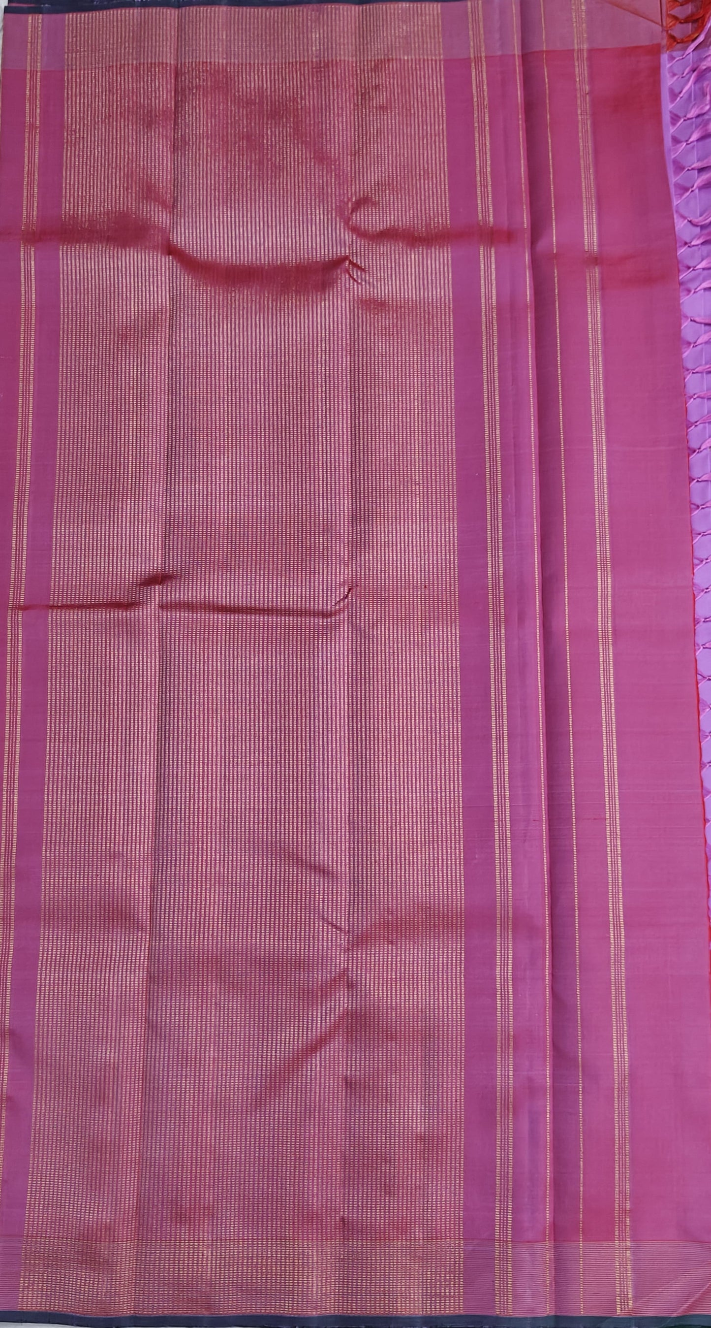 Purple Pure Silk Saree with Red Zari Border