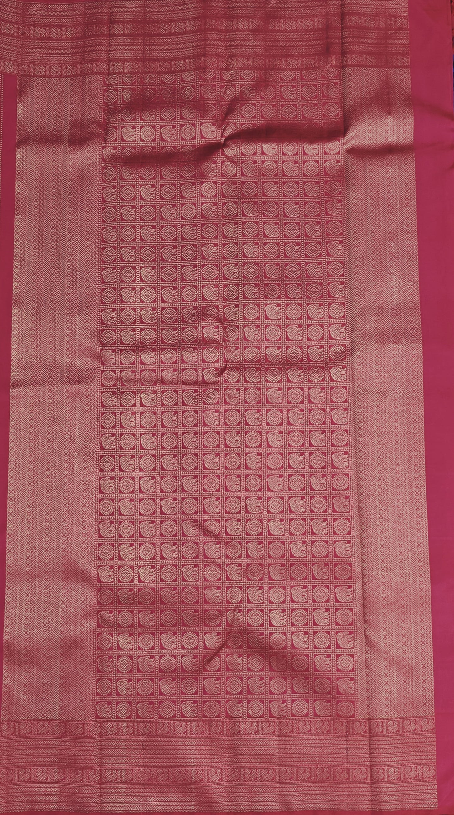 Purple Pure Silk Saree with Red Border