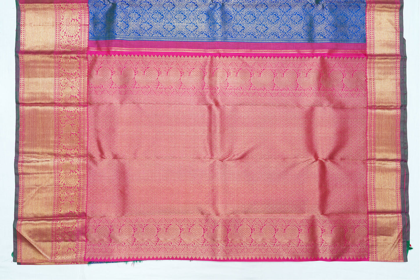 Peacock Blue Pure Kanchipuram Handloom Silk Saree