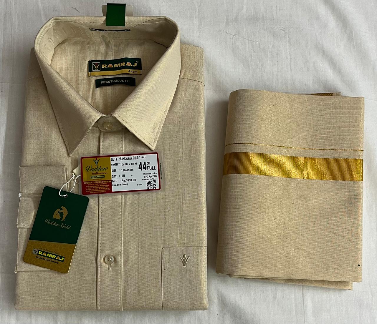 Ramraj - Vaibhan Gold Shirt & Dhoti Set