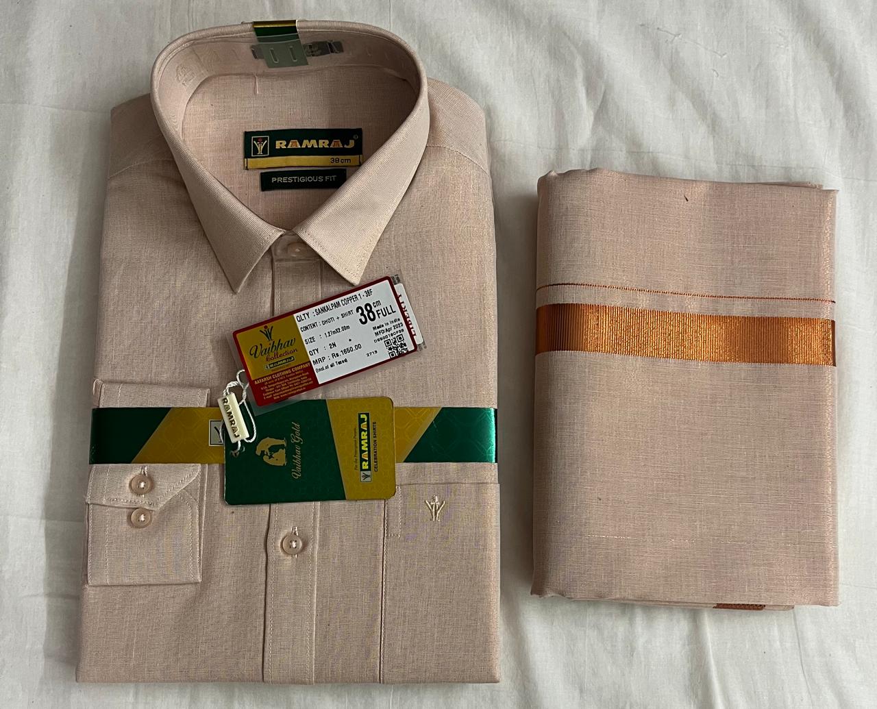 Ramraj - Copper Shade Shirt & Dhoti Combo