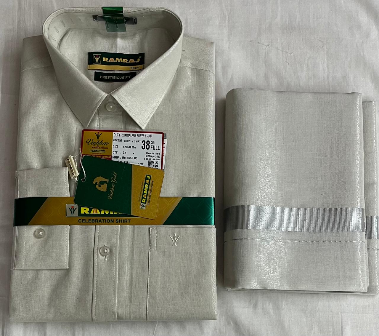 Ramraj - Silver Celebration Shirt & Dhoti Combo