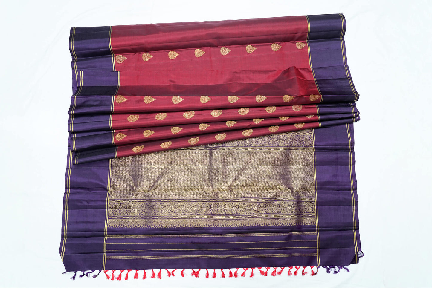 Maroon Red Pure Kanchipuram Handloom Silk Saree