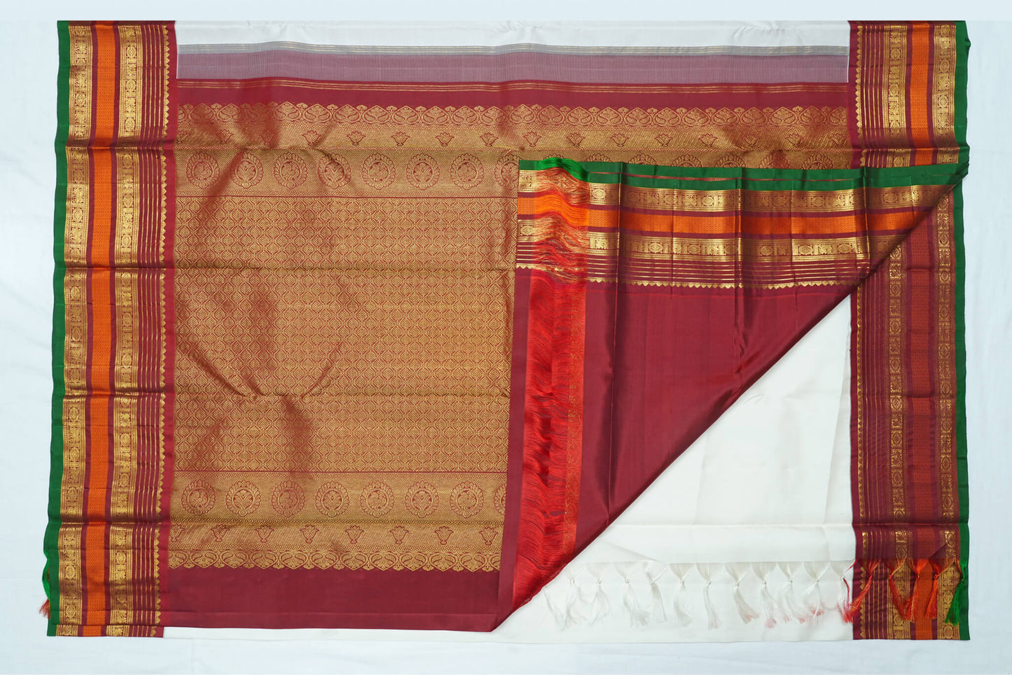 Off-White Pure Kanchipuram Handloom Silk Saree