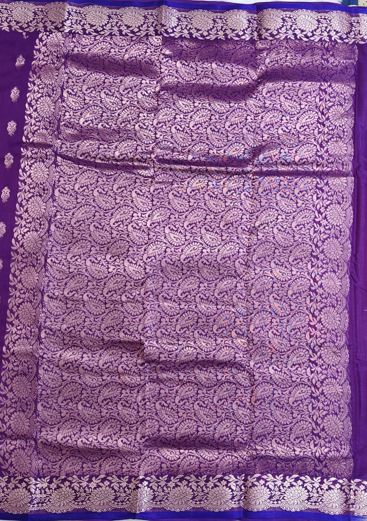 Purple Satin Semi Silk Saree