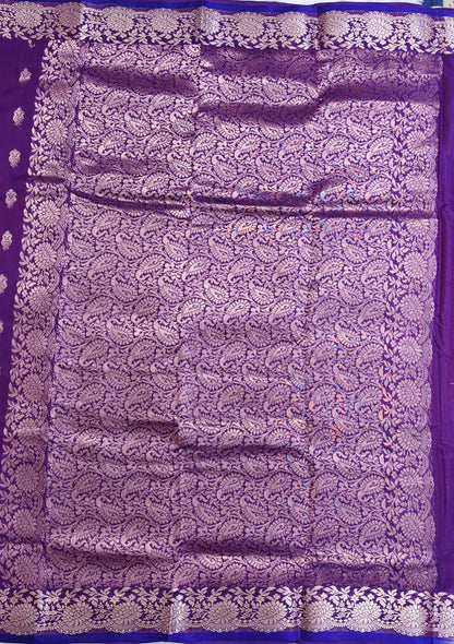 Purple Satin Semi Silk Saree