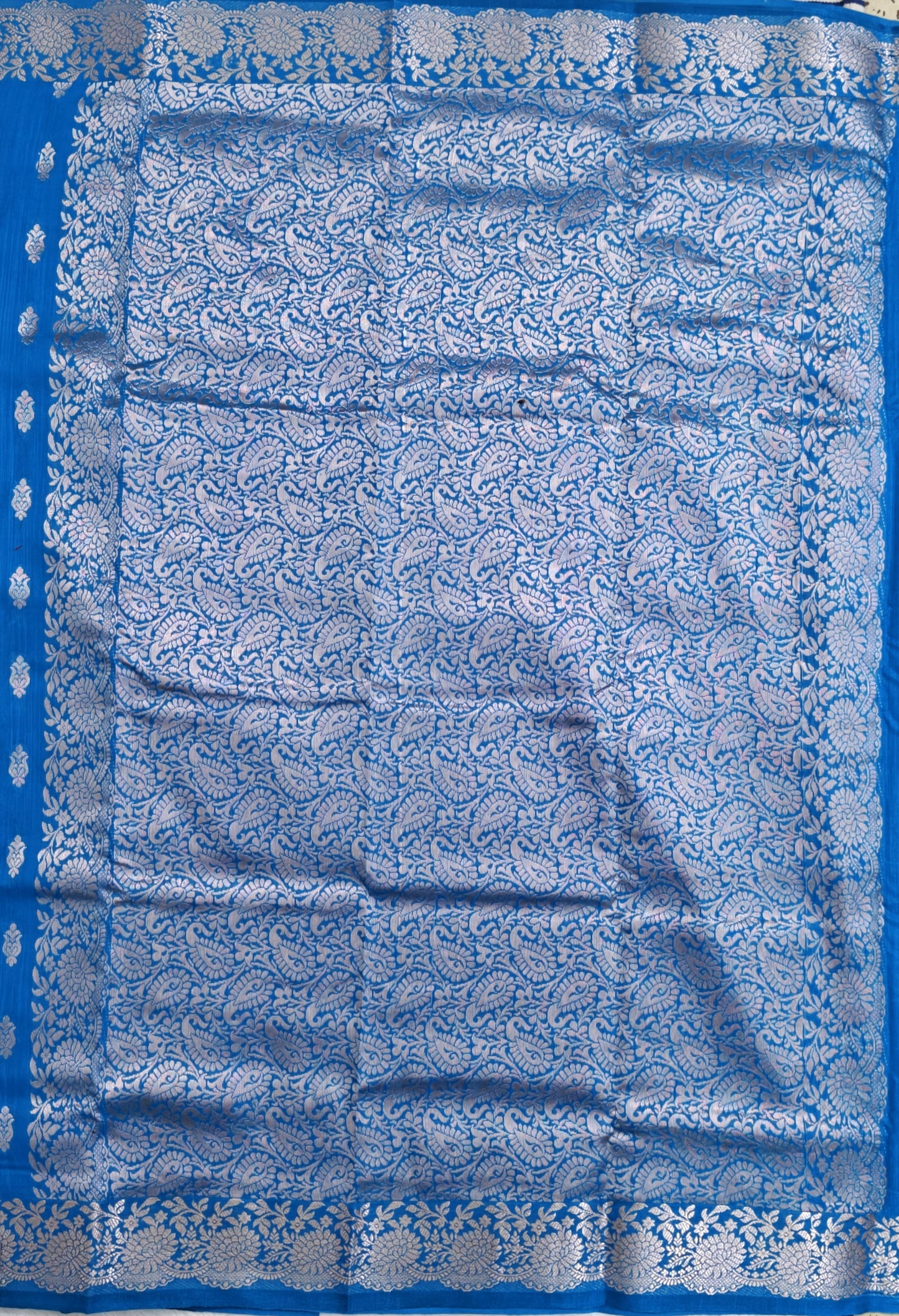 Sky Blue Satin Semi Silk Saree