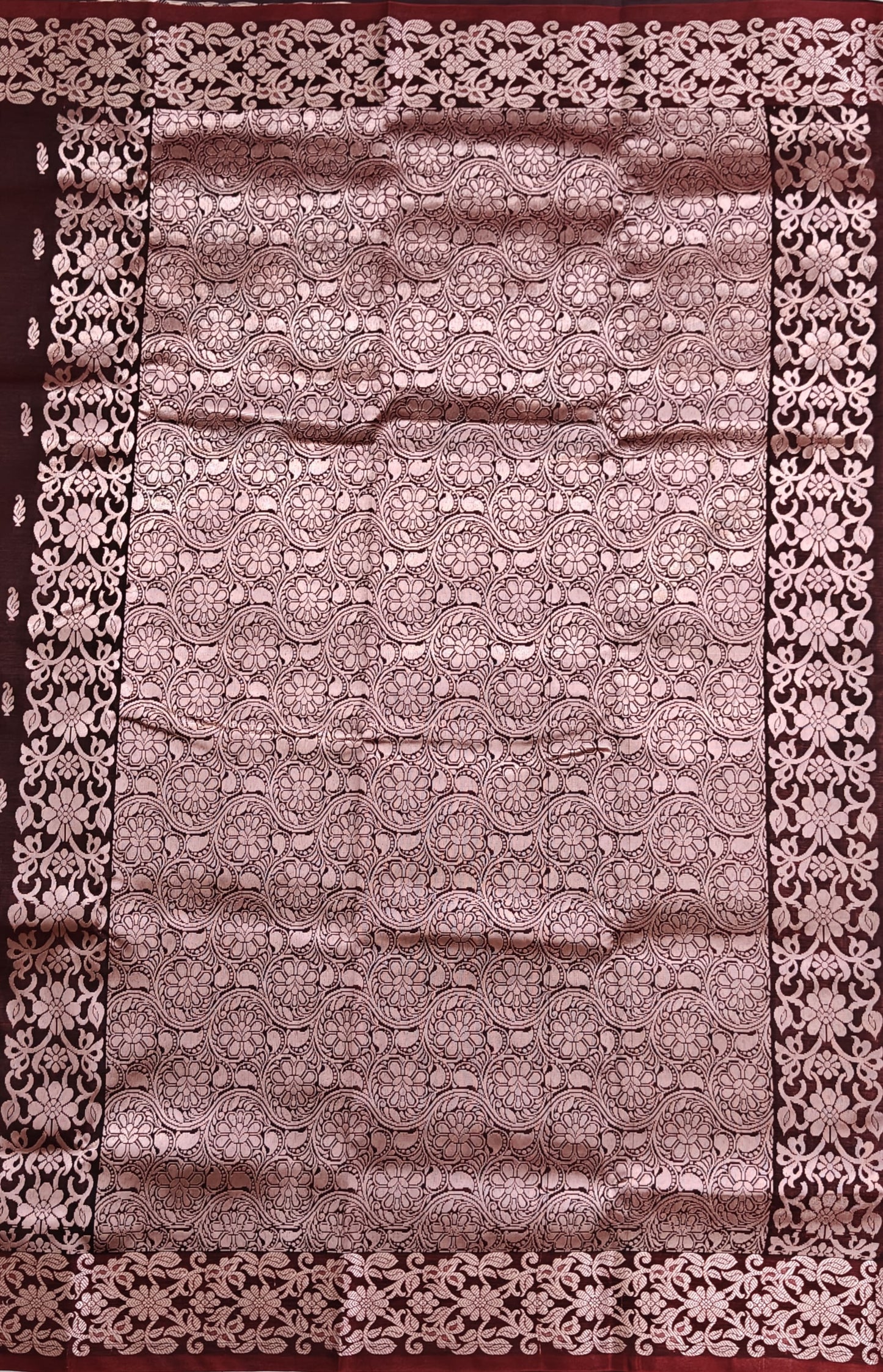 Maroon Satin Semi Silk Saree