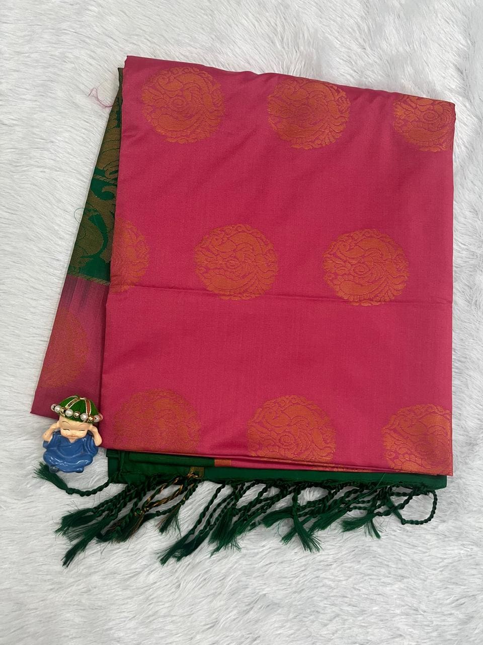 Elegant Pink Semi Soft Silk Saree