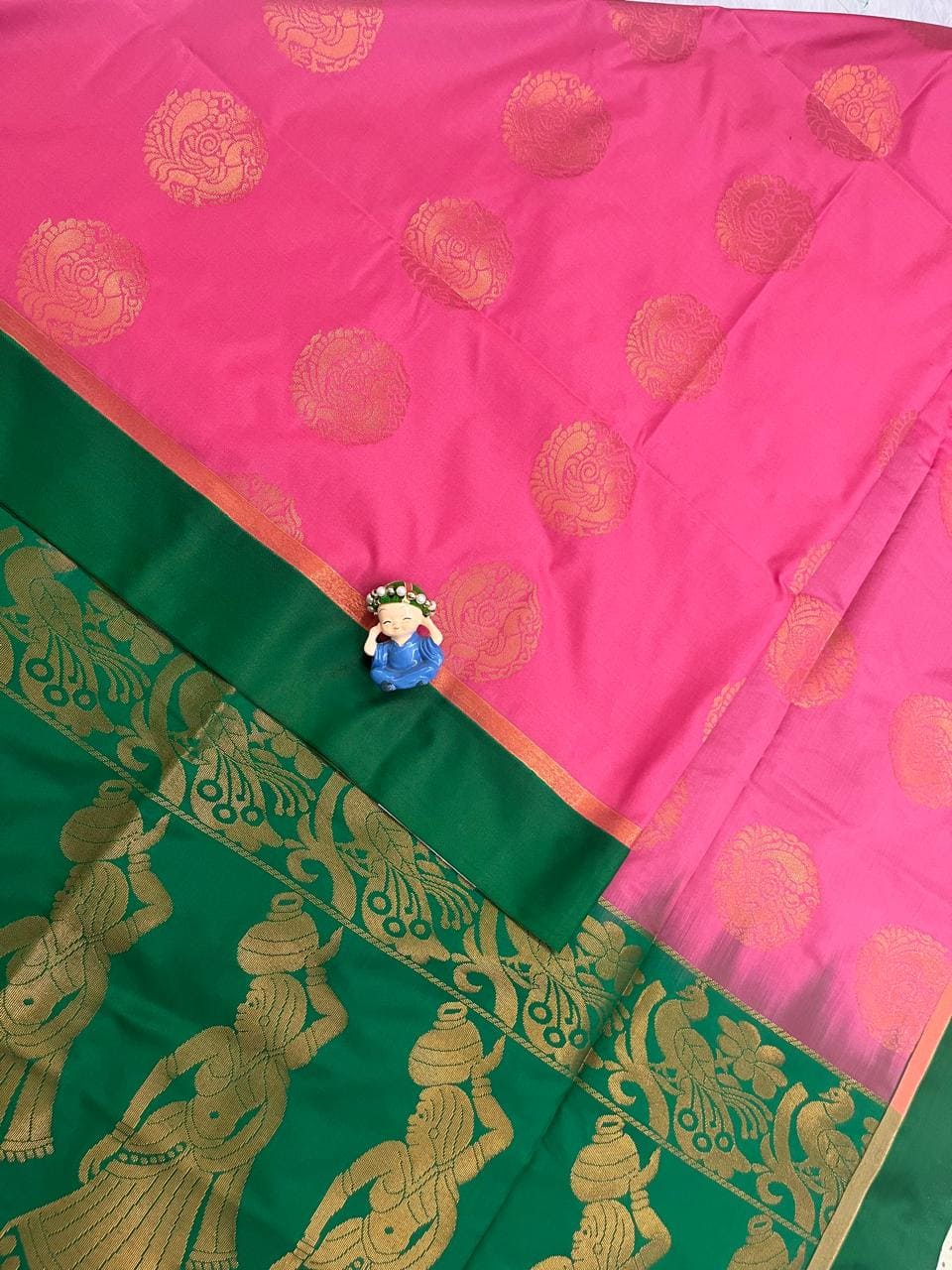 Elegant Pink Semi Soft Silk Saree