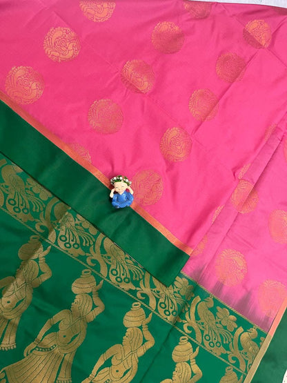 Elegant Pink Semi Soft Silk Saree