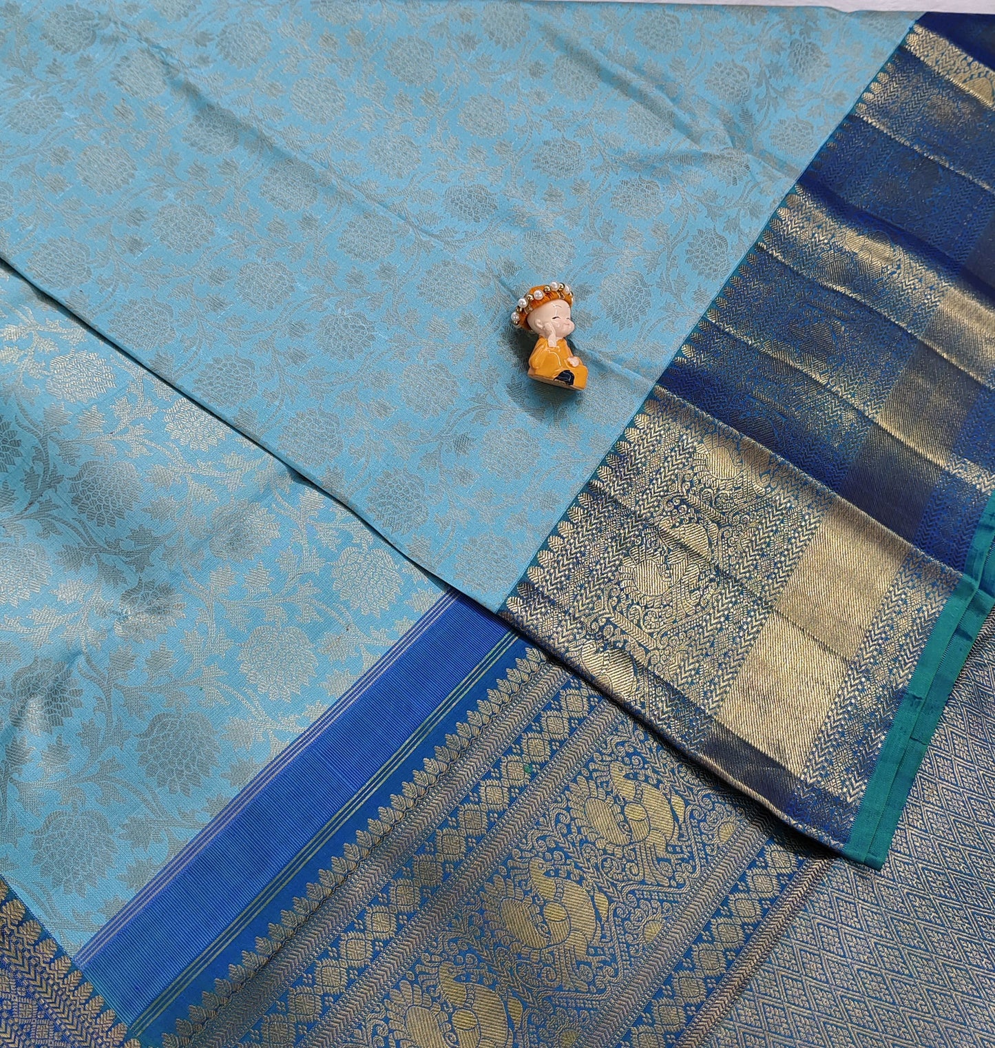 Sky Blue Pure Bridal Silk Saree