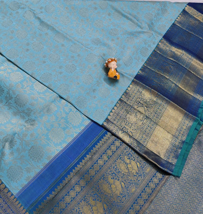 Sky Blue Pure Bridal Silk Saree