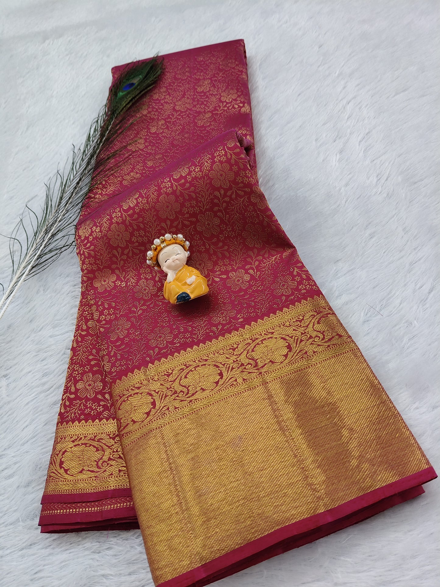 Rani Pink Pure Handloom Silk Saree