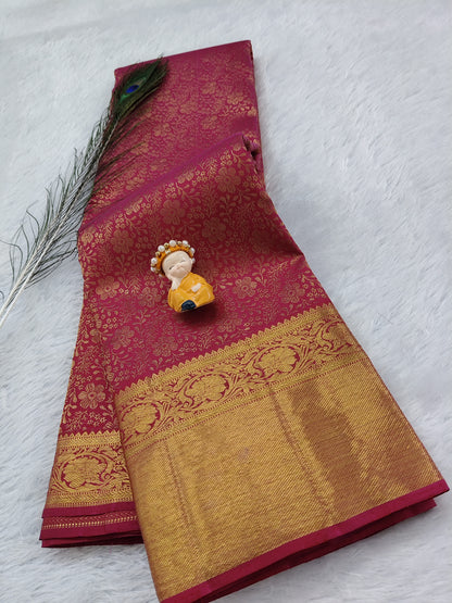 Rani Pink Pure Handloom Silk Saree