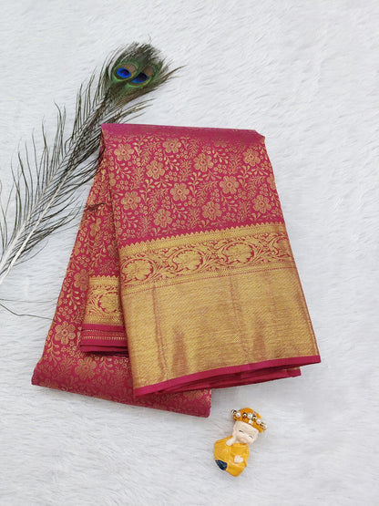 Rani Pink Pure Handloom Silk Saree