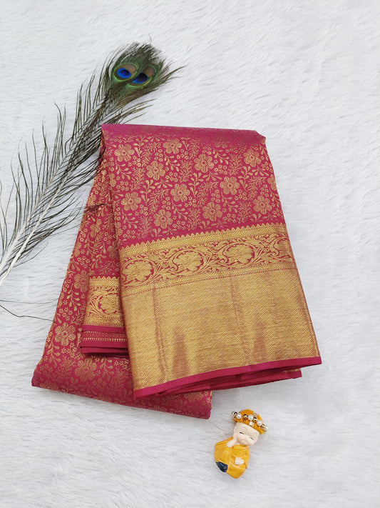 Rani Pink Pure Handloom Silk Saree