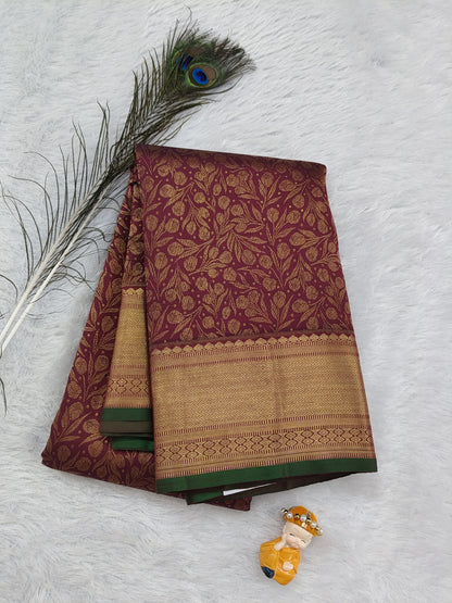 Brown Pure Handloom Silk Saree