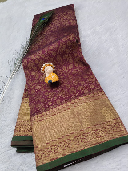 Brown Pure Handloom Silk Saree