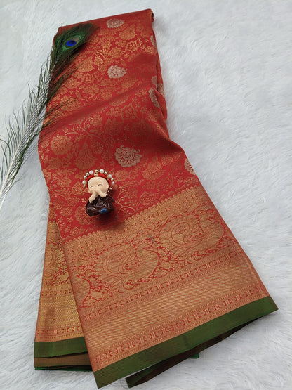 Rich Red Pure Bridal Silk Saree