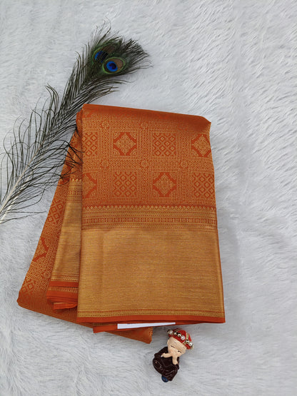 Orange Pure Bridal Silk Saree