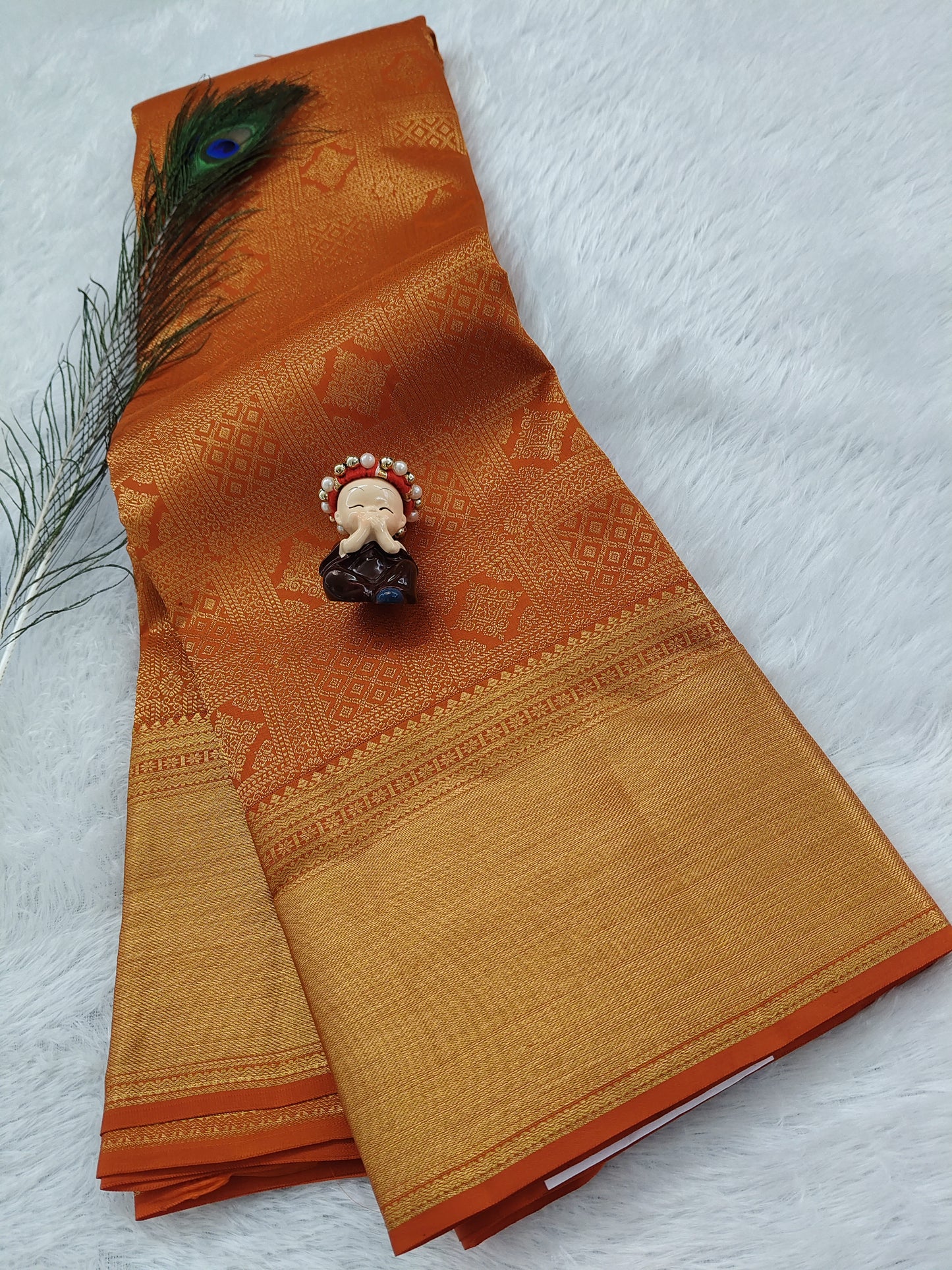 Orange Pure Bridal Silk Saree