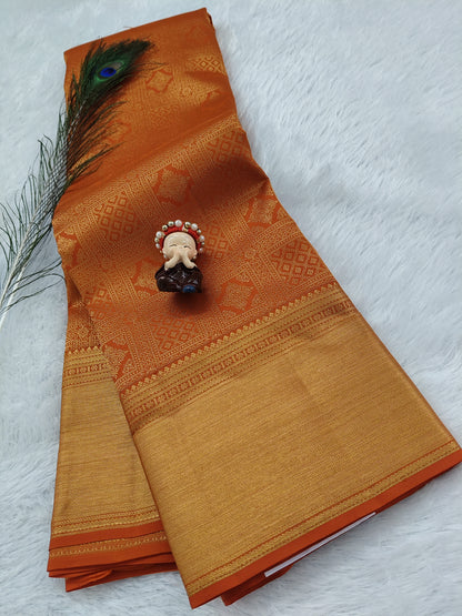 Orange Pure Bridal Silk Saree