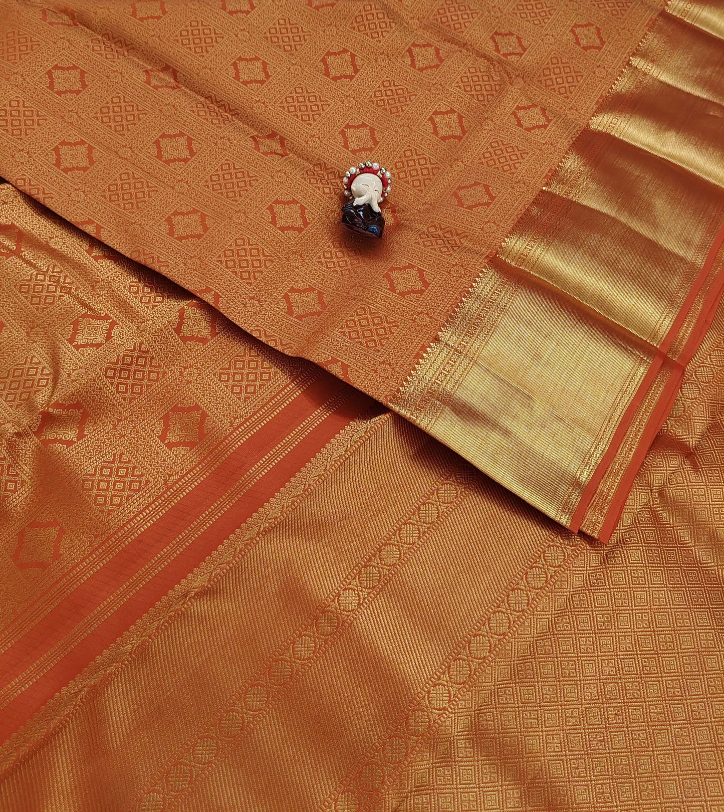 Orange Pure Bridal Silk Saree